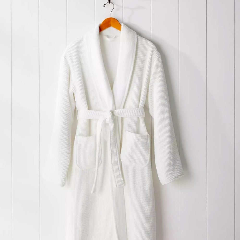 Serena & Lily White Waffle Knit Bathrobe